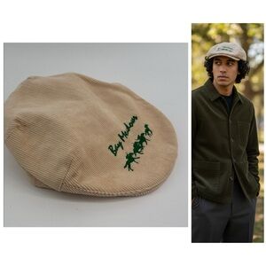 Vintage 1990s BAY MEADOWS (Racetrack San Mateo CA) Corduroy Hat Cap Gatsby Style